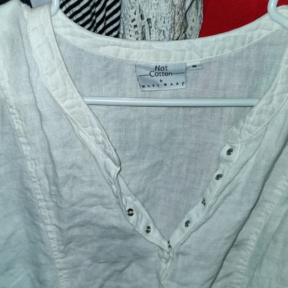 Hot cotton white linen blouse - Picture 6 of 6